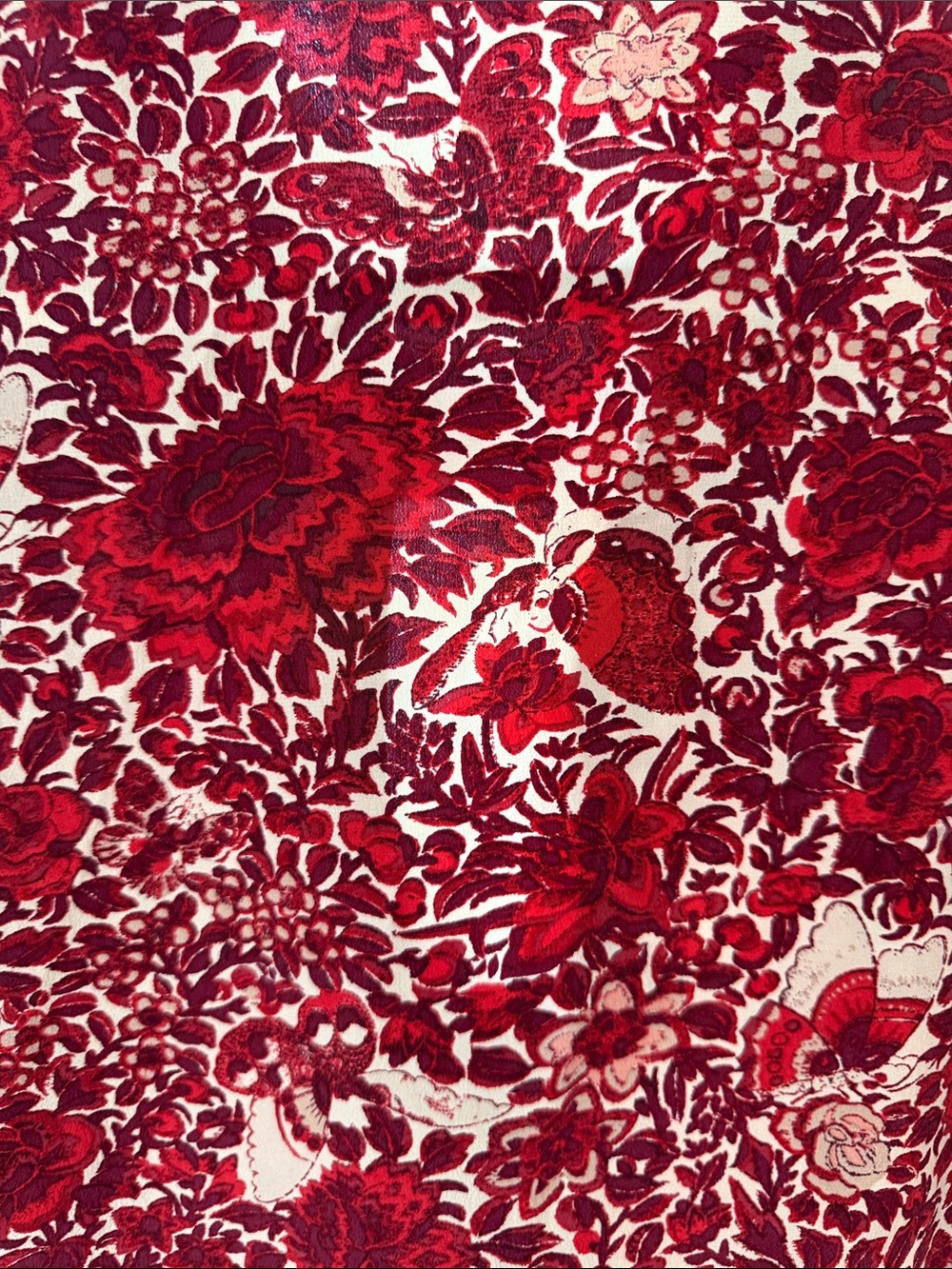 Tory Burch Cream and Red Floral Collared Blouse - Picture 8 of 10